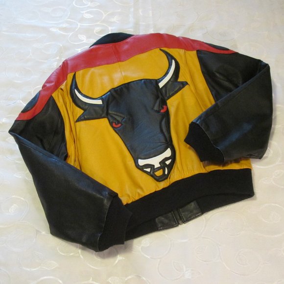 MICHAEL HOBAN GENUINE LEATHER RARE BOMBER BULL JACKET - Picture 3 of 16